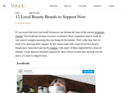 In the press – 12 Local Beauty Brands to Support Now